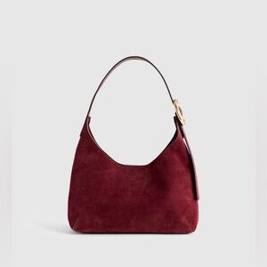 NWT Madewell The Sculptural-Buckle Shoulder Bag - Sangria Suede